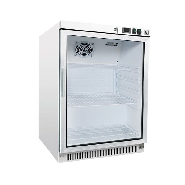 Frigorífico Gastro-Inox fabricado en acero blanco con puerta de cristal 200 litros, refrigerado estáticamente, capacidad neta 200 litros, 204.002