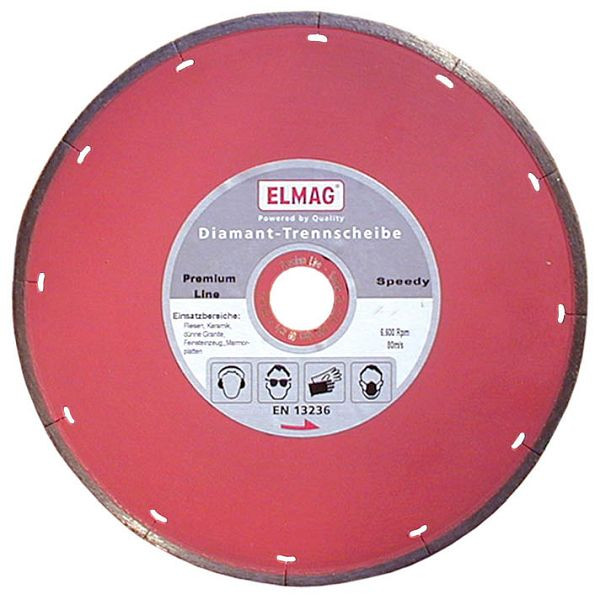 Disco de diamante ELMAG 180 mm, PREMIUM LINE - SPEEDY, extrafino para gres fino, diámetro: 22,2 mm, 61743-22