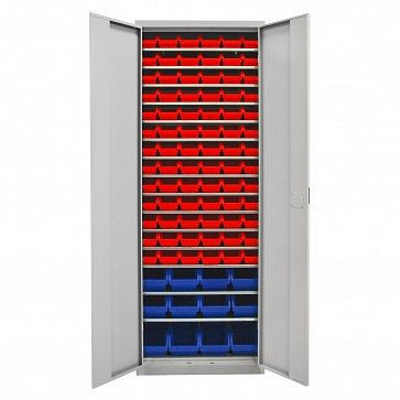 Armario ADB de dos puertas con 90 compartimentos de almacenamiento, dimensiones AnxLxAl: 116x212x75 mm, color: rojo, color: azul, 40833