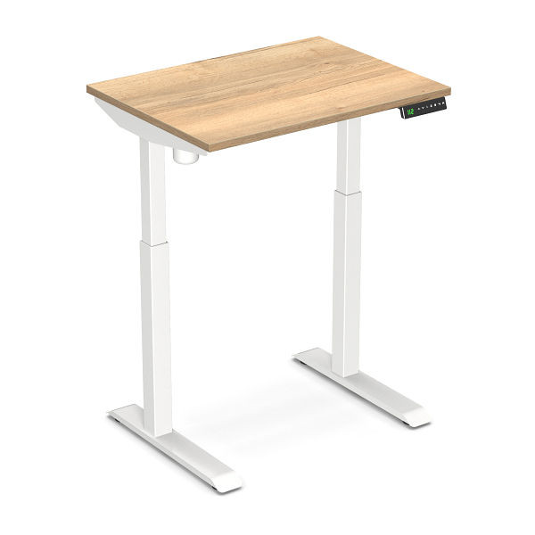 Worktrainer escritorio sentado y de pie StudyDesk (blanco / roble natural 80 x 60 cm), StD-xs-blanco-no