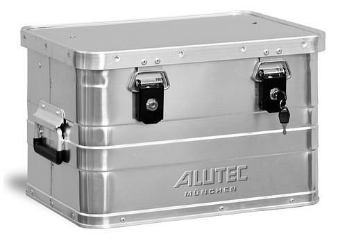 Caja de aluminio DENIOS clásica, sin esquinas de apilamiento, volumen de 30 litros, 254-860