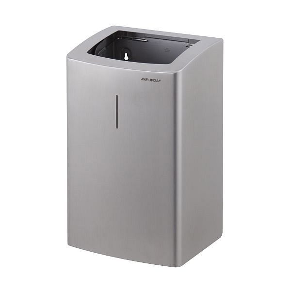 Cubo de basura Air Wolf con 25 litros de volumen, serie Alpha, alto x ancho x fondo: 431 x 265 x 224 mm, acero inoxidable cepillado, 60-132