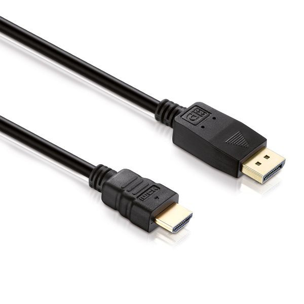 Cable de conexión Helos, conector DisplayPort/conector HDMI, BASIC, 1,0 m, negro, 118876