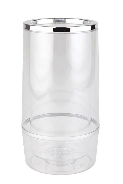Enfriador de botellas APS, Ø exterior 12 cm, altura: 23 cm, PS, transparente, Ø interior 10 cm, doble pared, borde/anillo cromado, 36032