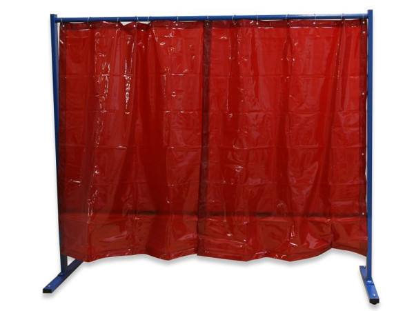 ELMAG Muro protector para soldadura, 1 pieza, con cortina de lámina, rojo, DIN EN 1598, ancho: 2,1m, altura: 1,83m, distancia al suelo: 165 mm, 57253