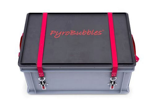 Caja de batería DENIOS de PP, 56 litros, S-Box 1 Basic, relleno de PyroBubbles®, 261-768