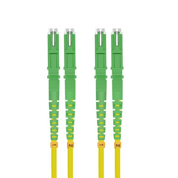 Cable de conexión de fibra óptica Helos E2000® APC/E2000® APC (LSH) dúplex 9/125 µm OS2 amarillo 1,0 m, 254651