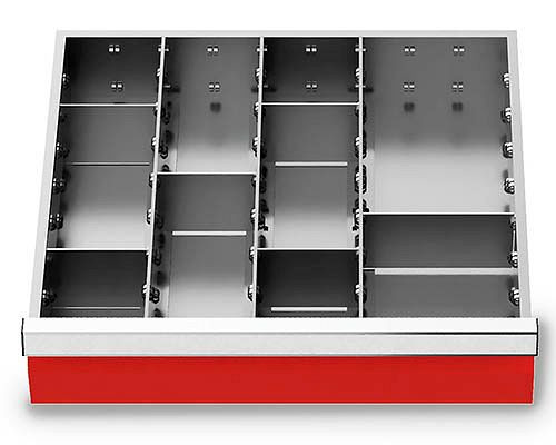 Bedrunka+Hirth Juego de separadores metálicos de 9 piezas, R 18-16, altura de panel 75 mm, dimensiones en mm (AnxPrxAl): 450 x 400 x 75, 146-137-75