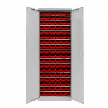 Armario ADB de dos puertas con 108 compartimentos de almacenamiento, dimensiones AnxLxAl: 170x240x126 mm, color: rojo, 40827
