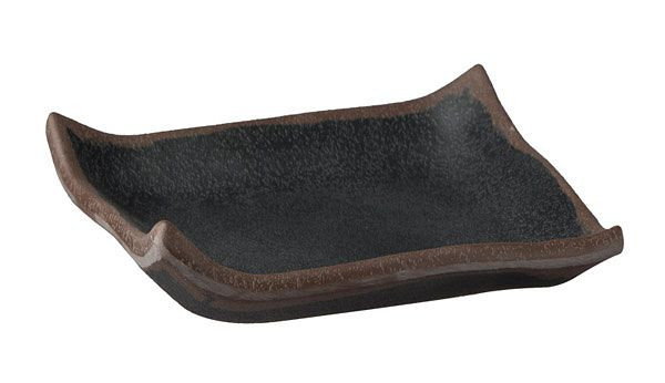 Bandeja APS -MARONE-, 14,5 x 14,5 cm, altura: 2 cm, melamina, negro, con borde marrón, 84103