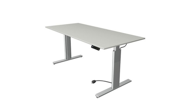 Mesa para sentarse/de pie Kerkmann Move 3 plateada, ancho 1800 x fondo 800 mm, altura ajustable eléctricamente de 720 a 1200 mm, gris claro, 10233111