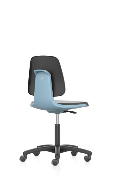 silla de trabajo bimos Labsit con ruedas, asiento H.450-650 mm, simil piel, carcasa de asiento azul, 9123-MG01-3277