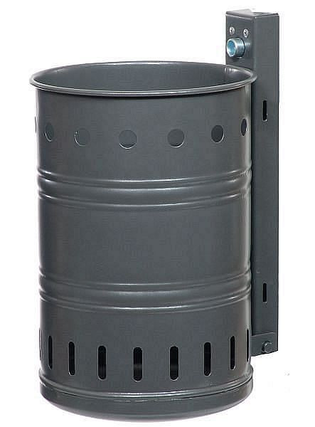 Contenedor de residuos Renner de aproximadamente 20 L, perforado, para montaje en pared y poste, galvanizado en caliente y con recubrimiento en polvo, mica de hierro antracita, 7003-00PB DB703