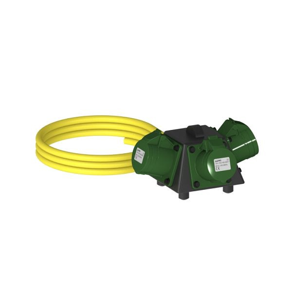 Distribuidor de seguridad de caucho macizo ELSPRO serie CELLE, cable de alimentación: 3 m CEE 16 A, salida: 3 CEE 16 A 100-300 Hz, 1001108