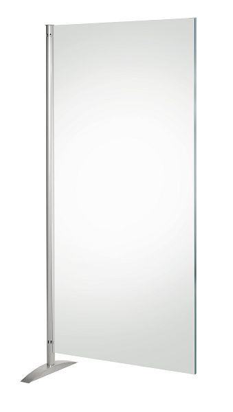 Kerkmann Metropol pantalla de privacidad, elemento transparente, A 800 x P 450 x Al 1750 mm, aluminio plateado/transparente, 45691784