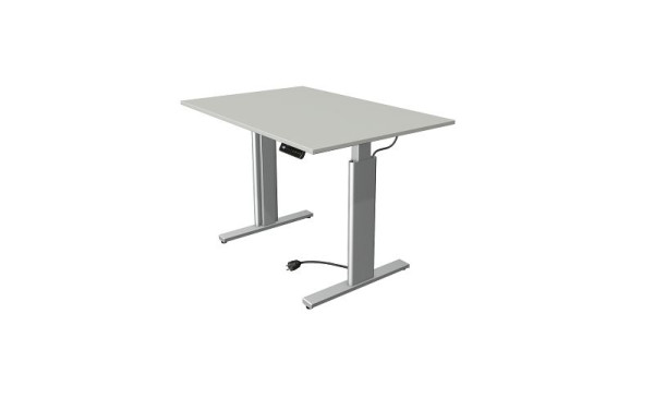 Mesa para sentarse/de pie Kerkmann Move 3 plateada, ancho 1200 x fondo 800 mm, altura ajustable eléctricamente de 720 a 1200 mm, gris claro, 10231611