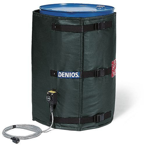 Camisa calefactora DENIOS para barriles de 200 litros, termostato 0 - 90°C, 1800 - 1950 mm, 1100 vatios, 156-179