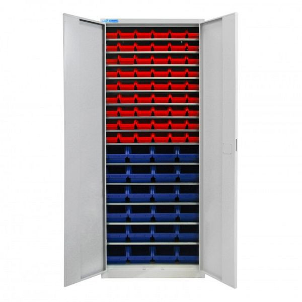 Armario ADB de dos puertas con 78 compartimentos de almacenamiento, dimensiones AnxLxAl: 170x240x126 mm, color: azul, color: rojo, 40826