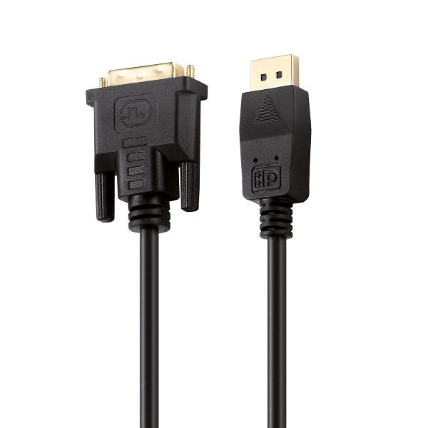 Cable de conexión Helos, enchufe DisplayPort/DVI-D 24+1, 4K, BASIC, 1,0 m, negro, 118882