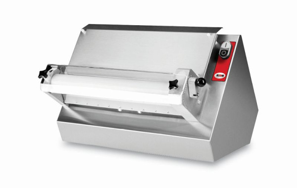 Máquina laminadora de masa GMG Ø 30 cm para pizzas redondas y cuadradas, espesor de masa ajustable, peso de masa variable 80-210 g, TTA-S-30