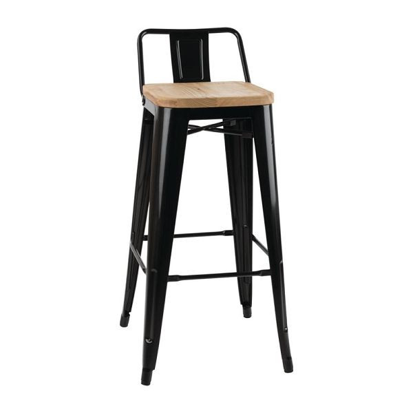Silla alta de bar Bolero Bistro con asiento de madera negro (4 piezas), FB623