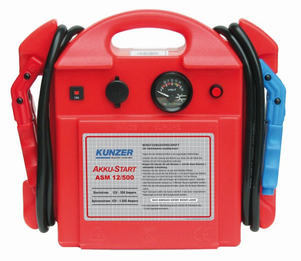 Kunzer arrancador de batería portátil 12V 1000/500A, ASM 12/500