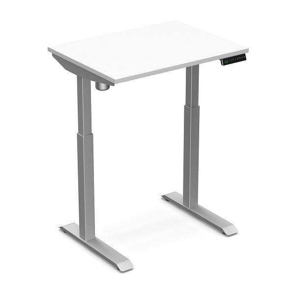 Worktrainer escritorio sentado y de pie StudyDesk (plateado / blanco 80 x 60 cm), StD-xs-slv-blanco