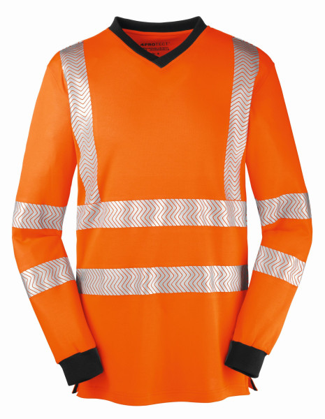 4PROTECT camisa de manga larga de alta visibilidad JACKSONVILLE, naranja brillante/gris, talla: XS, paquete de 10, 3436-XS