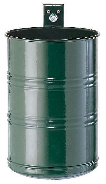 Cubo de basura Renner, 35 L aproximadamente, sin perforar, para montaje en pared y poste, galvanizado en caliente y con recubrimiento en polvo, verde musgo, 7004-01PB 6005