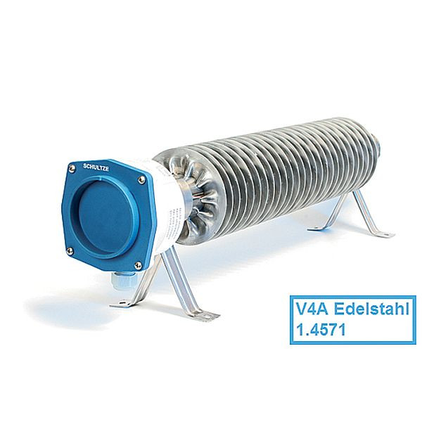 Schultze RiRo u 500 V4A calefactor de tubo con aletas universal, 500 W 230 V, acero inoxidable 1.4571, IP66/67, U 0500EA4