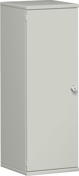 Armario de puerta batiente geramöbel 2 estantes decorativos, con llave, cerradura a la derecha, 400x425x1152, gris claro/gris claro, N-10DR304-LL