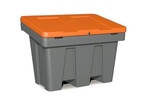 Contenedor de arena DENIOS tipo GB 300, de polietileno (PE), volumen de 300 litros, tapa naranja, 241-878