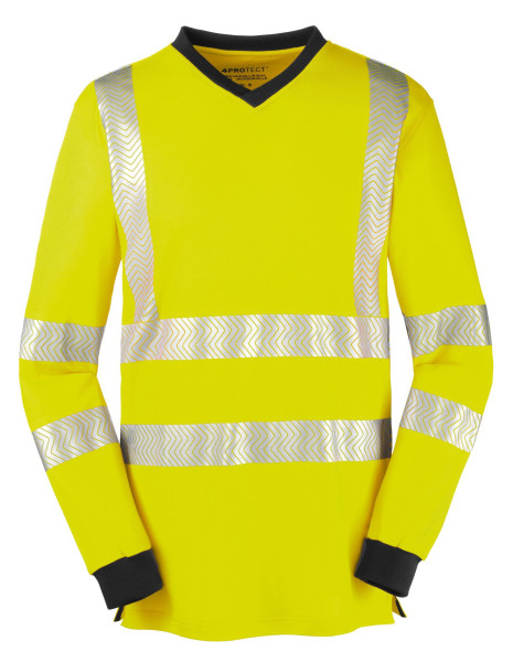 4PROTECT Camisa de manga larga de alta visibilidad JACKSONVILLE, amarillo brillante/gris, talla: XS, paquete de 10, 3437-XS