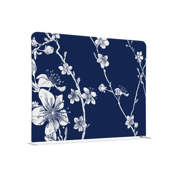 Showdown Displays Divisor de habitación textil 200-150 doble abstracto japonés flor de cerezo azul, ZWS200-150SSK-DSI8