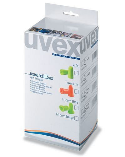 Caja de recarga uvex x-fit, para dispensador, SNR 37, lima, UE: 300 pares, 210-216