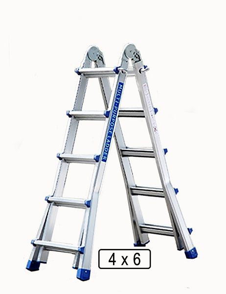 Escalera telescópica VaGo-Tools, escalera de tijera, escalera multiusos, escalera de aluminio, escalera plegable 4 x 6, AL-XT-406_av