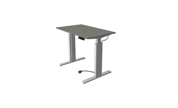 Mesa para sentarse y pararse Kerkmann Move 3 plateada, ancho 1000 x fondo 600 mm, altura ajustable eléctricamente de 720 a 1200 mm, grafito, 10231312