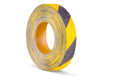 DENIOS m2 anti-slipcovering™, marca de advertencia, negro/amarillo, rollo de 25 mm x 18,3 m, 263-909