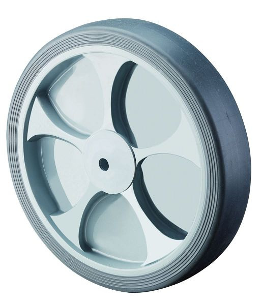 Ruedas BS rueda de goma, ancho de rueda 45 mm, Ø de rueda 160 mm, capacidad de carga 200 kg, neumáticos de termoplástico gris, cuerpo de rueda de plástico, cojinete deslizante, B43.161