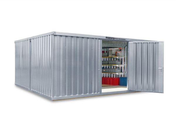 Combinación de contenedores de material FLADAFI MC 1540, galvanizado, desmontado, con piso de madera, 5080 x 4340 x 2150 mm, puerta simple en el lado de 5 m, F15400101