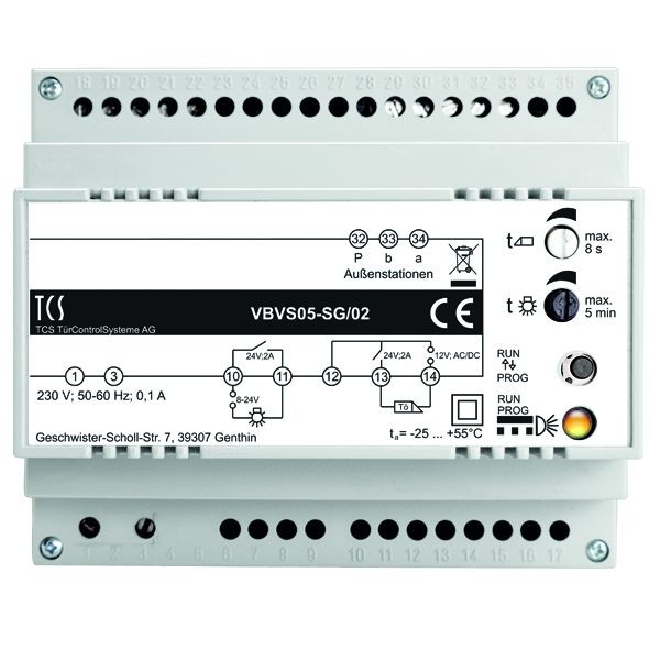 Unidad de alimentación y control TCS VBVS05-SG/02 para sistemas de audio y vídeo 1 línea, 6 TE, VBVS05-SG/02