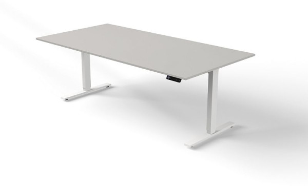 Mesa para sentarse y pararse Kerkmann A 2000 x P 1000 mm, altura ajustable eléctricamente de 720 a 1200 mm, color: gris claro, 10381911