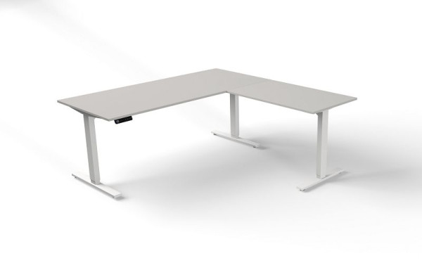Kerkmann mesa de estar/de pie An. 1800 x Pr. 800 mm con elemento adicional, regulable eléctricamente en altura de 720 a 1200 mm, color: gris claro, 10382411