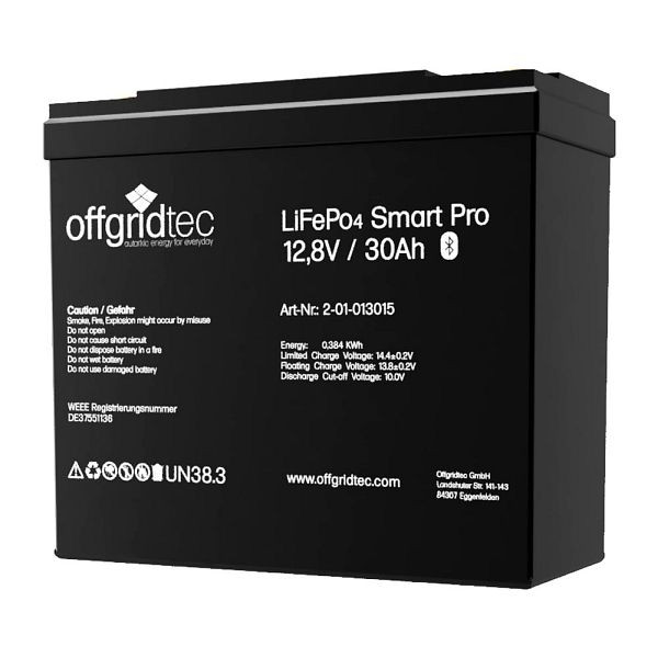 Batería Offgridtec LiFePo4 Smart-Pro 12/30 batería de litio de 12,8 V 384 Wh, 2-01-013015