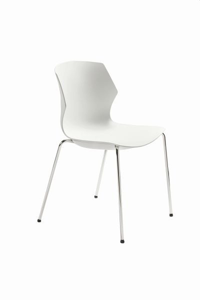 Mayer Sitzmöbel silla apilable myPRIMO, carcasa de plástico blanco, estructura cromada, 2510_01_02