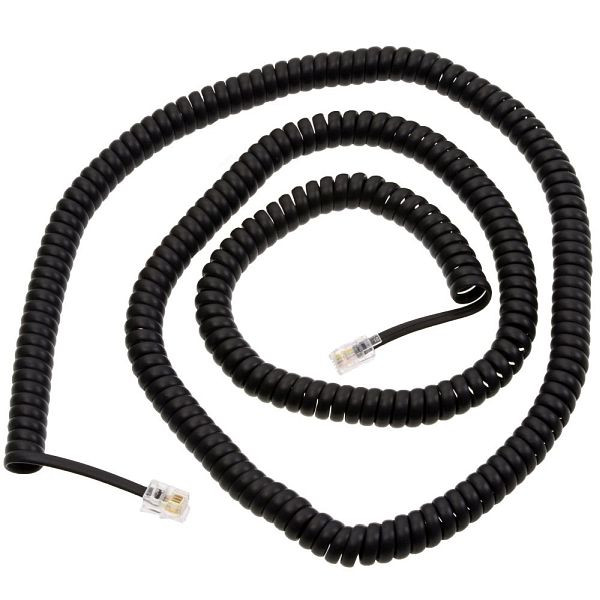 Cable en espiral para microteléfono Helos, extralargo, negro, suelto, 14030