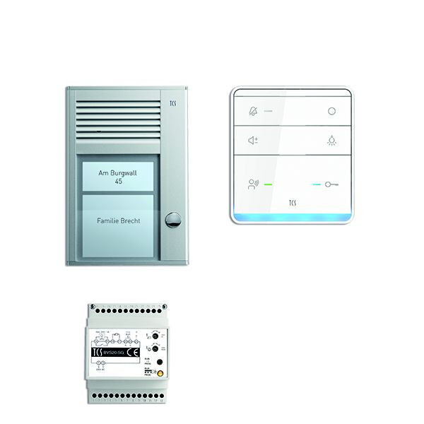 Sistema de control de puerta TCS audio: paquete AP para 1 unidad residencial, con estación exterior PAK 1 botón de timbre, 1x altavoz manos libres ISW5010, unidad de control BVS20, PSC2310-0000