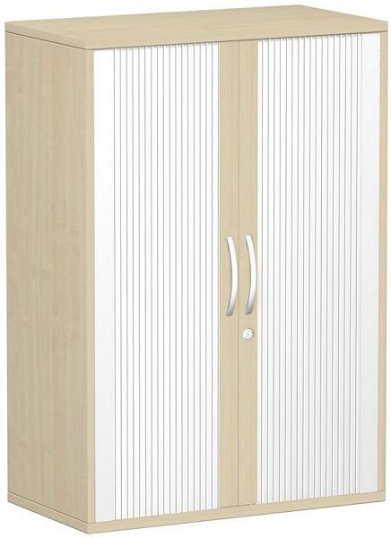 Panel superior de armario de persiana enrollable geramöbel 25 mm, con pies, con llave, 800x425x1182, plata/arce, S-383110-SA