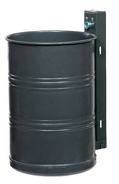 Contenedor de residuos Renner de aproximadamente 20 L, sin perforar, para montaje en pared y poste, galvanizado en caliente y con recubrimiento en polvo, mica de hierro antracita, 7003-01PB DB703