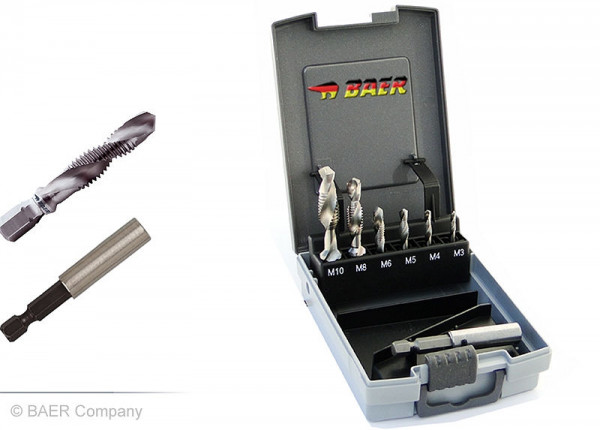 BAER Set HSSG: combinación de puntas para destornilladores inalámbricos y soporte: M 3 - 10, B1939